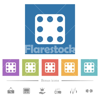 Domino eight flat white icons in square backgrounds - Domino eight flat white icons in square backgrounds. 6 bonus icons included.