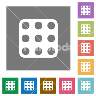 Domino nine square flat icons - Domino nine flat icons on simple color square backgrounds