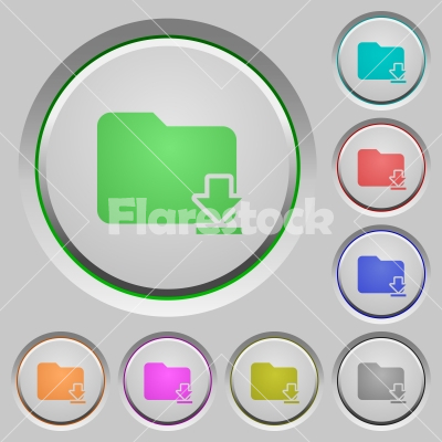 Download folder push buttons - Download folder color icons on sunk push buttons - Free stock vector