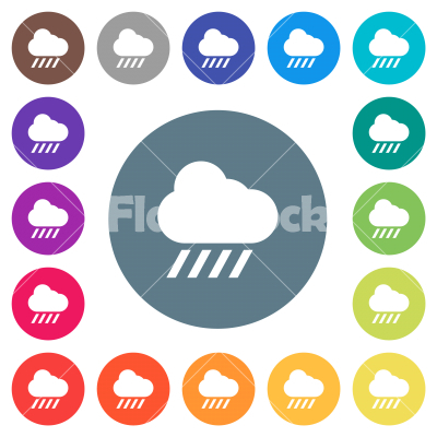 Downpour weather flat white icons on round color backgrounds - Downpour weather flat white icons on round color backgrounds. 17 background color variations are included.