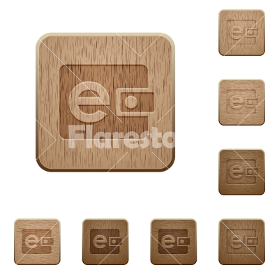 E-wallet wooden buttons - Set of carved wooden e-wallet buttons in 8 variations.