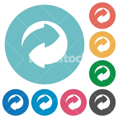 Eco packing symbol flat round icons - Eco packing symbol flat white icons on round color backgrounds