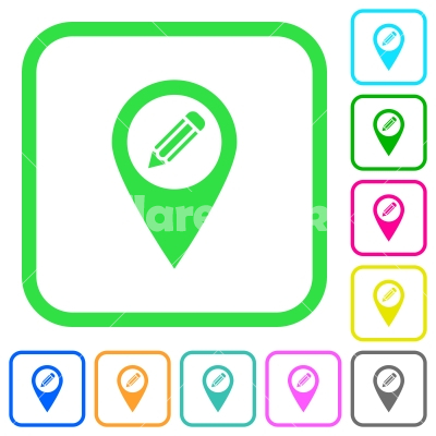 Edit GPS map location vivid colored flat icons - Edit GPS map location vivid colored flat icons in curved borders on white background