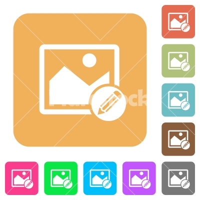 Edit image rounded square flat icons - Edit image flat icons on rounded square vivid color backgrounds.