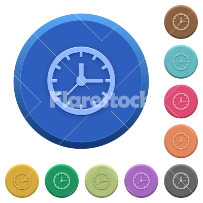Embossed clock buttons - Set of round color embossed clock buttons