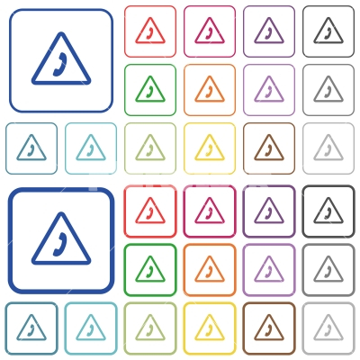Emergency call outlined flat color icons - Emergency call color flat icons in rounded square frames. Thin and thick versions included.