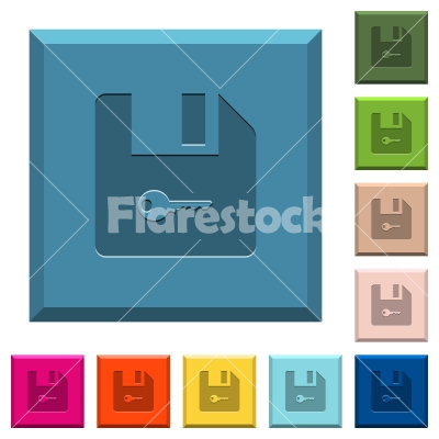 Encrypt file engraved icons on edged square buttons - Encrypt file engraved icons on edged square buttons in various trendy colors