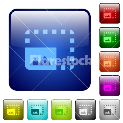 Enlarge photo color square buttons - Enlarge photo icons in rounded square color glossy button set