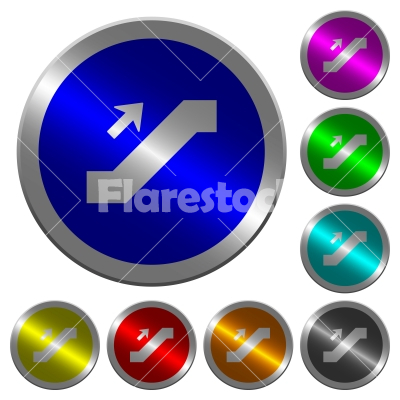 Escalator up sign luminous coin-like round color buttons - Escalator up sign icons on round luminous coin-like color steel buttons