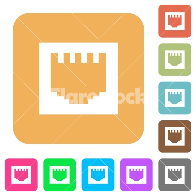 Ethernet connector rounded square flat icons - Ethernet connector icons on rounded square vivid color backgrounds.