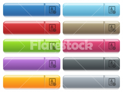 Export contact icons on color glossy, rectangular menu button - Export contact engraved style icons on long, rectangular, glossy color menu buttons. Available copyspaces for menu captions.