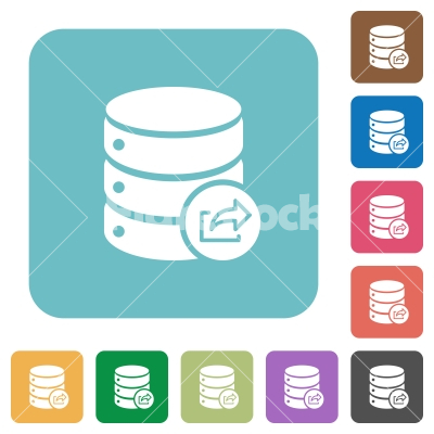 Export database square flat icons - Export database flat icons on simple color square background.
