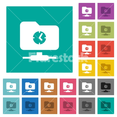 Fast FTP square flat multi colored icons - Fast FTP multi colored flat icons on plain square backgrounds. Included white and darker icon variations for hover or active effects.