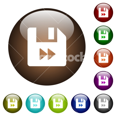 File fast forward color glass buttons - File fast forward white icons on round color glass buttons