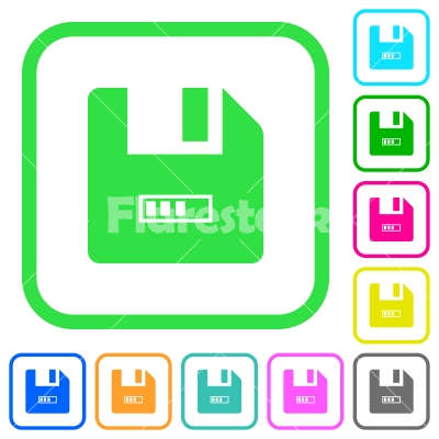 File progressing vivid colored flat icons - File progressing vivid colored flat icons in curved borders on white background