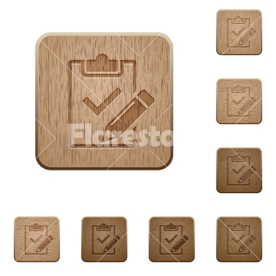 Fill out checklist wooden buttons - Set of carved wooden Fill out checklist buttons in 8 variations.