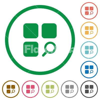 Find component flat icons with outlines - Find component flat color icons in round outlines on white background