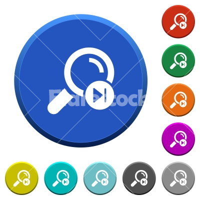 Find next search result beveled buttons - Find next search result round color beveled buttons with smooth surfaces and flat white icons