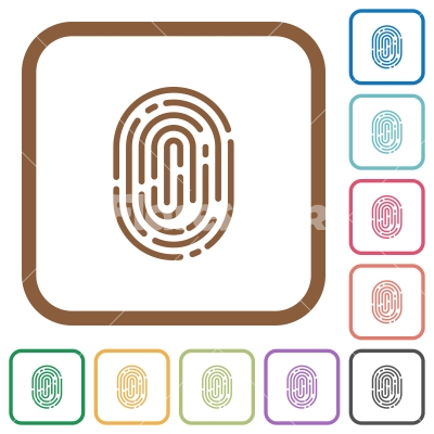 Fingerprint simple icons - Fingerprint simple icons in color rounded square frames on white background - Free stock vector