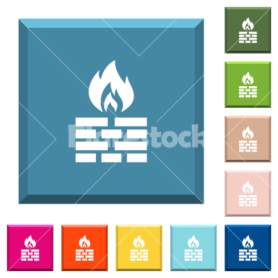 Firewall white icons on edged square buttons - Firewall white icons on edged square buttons in various trendy colors