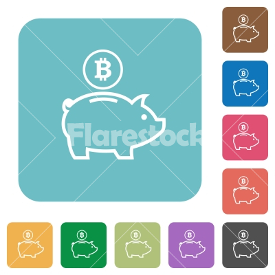 Flat Bitcoin piggy bank icons - Flat Bitcoin piggy bank icons on rounded square color backgrounds.