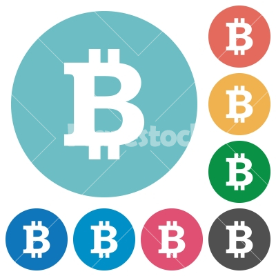 Flat Bitcoin sign icons - Flat Bitcoin sign icon set on round color background.