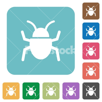 Flat bug icons - Flat bug icons on rounded square color backgrounds.