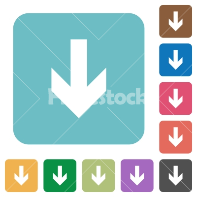 Flat down arrow icons - Flat down arrow icons on rounded square color backgrounds.