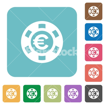 Flat Euro casino chip icons - Flat Euro casino chip icons on rounded square color backgrounds. - Free stock vector