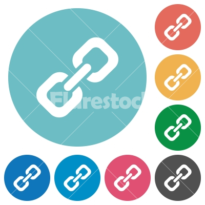 Flat link icons - Flat link icon set on round color background.