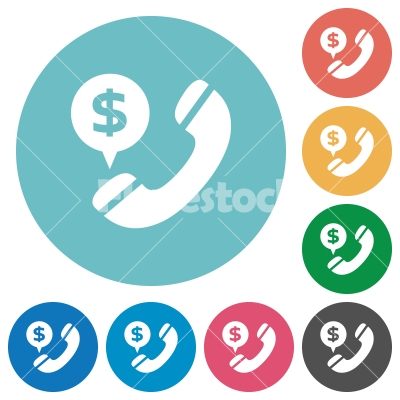 Flat money call icons - Flat money call icon set on round color background. 8 color variations included with light teme. - Free stock vector
