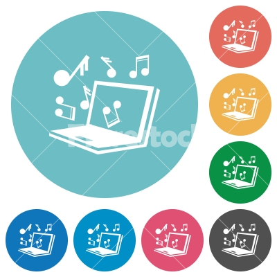 Flat multimedia icons - Flat multimedia icon set on round color background.