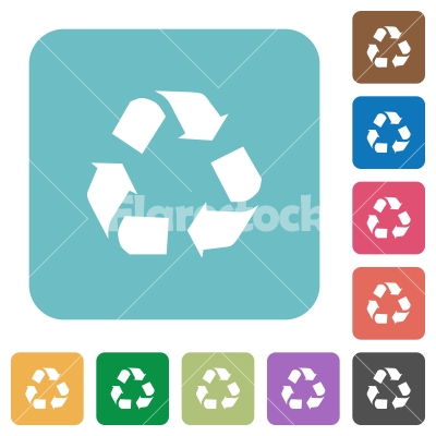 Flat recycling icons - Flat recycling icons on rounded square color backgrounds.