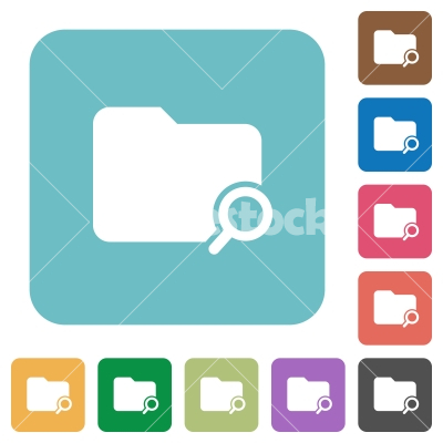 Flat search folder icons - Flat search folder icons on rounded square color backgrounds.