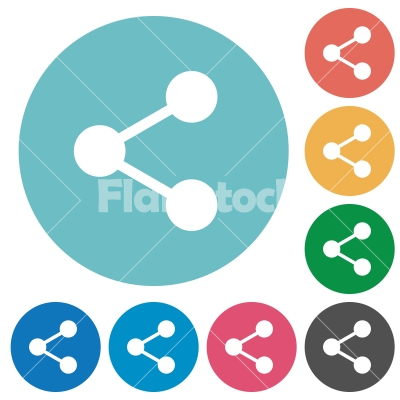 Flat share icons - Flat share icon set on round color background. 8 color variations included with light teme.