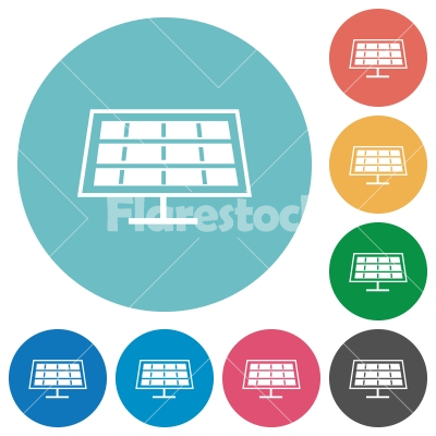 Flat solar panel icons - Flat solar panel icon set on round color background. - Free stock vector