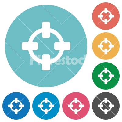 Flat target icons - Flat target icon set on round color background.