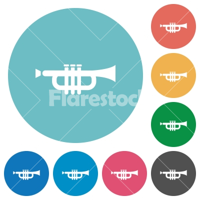 Flat trumpet icons - Flat trumpet icon set on round color background.