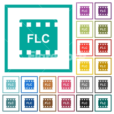 FLC movie format flat color icons with quadrant frames - FLC movie format flat color icons with quadrant frames on white background