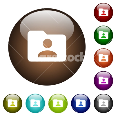 Folder owner color glass buttons - Folder owner white icons on round color glass buttons