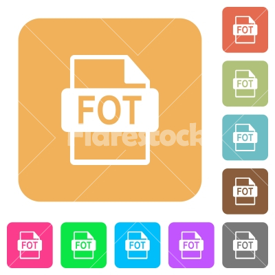 FOT file format rounded square flat icons - FOT file format flat icons on rounded square vivid color backgrounds.
