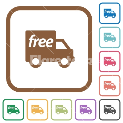 Free shipping simple icons - Free shipping simple icons in color rounded square frames on white background