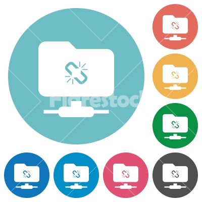 FTP connection lost flat round icons - FTP connection lost flat white icons on round color backgrounds