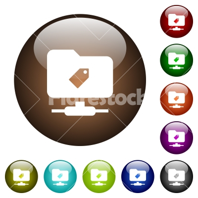 FTP tag color glass buttons - FTP tag white icons on round color glass buttons