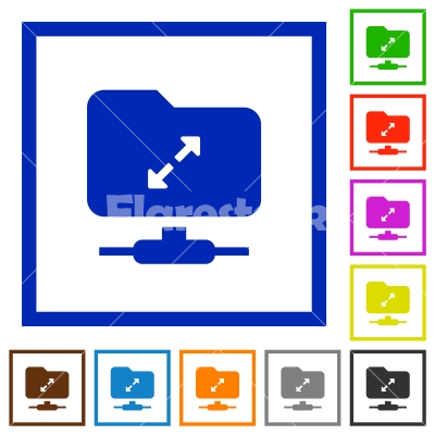 FTP uncompress flat framed icons - FTP uncompress flat color icons in square frames on white background