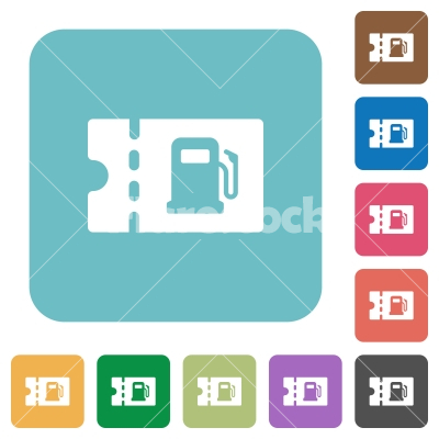 Fueling discount coupon rounded square flat icons - Fueling discount coupon white flat icons on color rounded square backgrounds