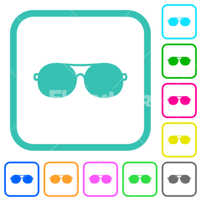 Glasses solid vivid colored flat icons - Glasses solid vivid colored flat icons in curved borders on white background