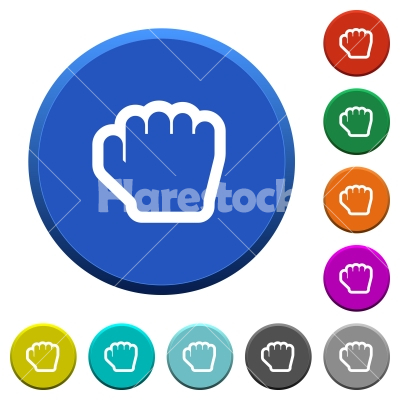 Grab cursor beveled buttons - Grab cursor round color beveled buttons with smooth surfaces and flat white icons