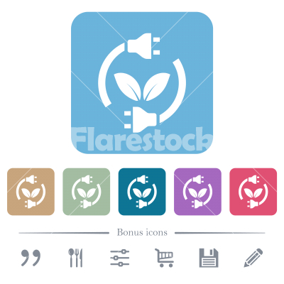 Green energy flat icons on color rounded square backgrounds - Green energy white flat icons on color rounded square backgrounds. 6 bonus icons included