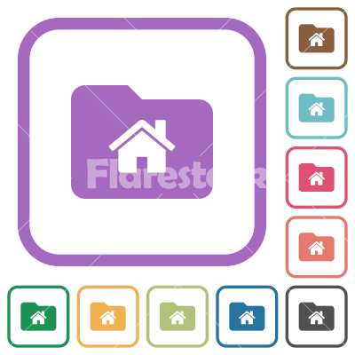 Home folder simple icons - Home folder simple icons in color rounded square frames on white background